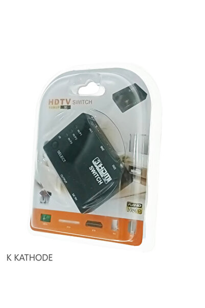 K KATHODE Switch Hdmi Fhd 1080P, Cu 3 Porturi De Intrare Si 1 Port De Iesire, Cu Telecomanda, Negru