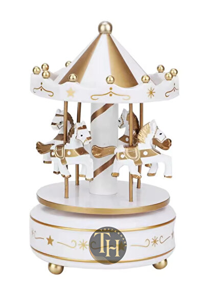 Winnie Baby Atlı Karınca Müzik Kutusu Beyaz Gold Kurmalı Nostaljik Hediyelik ...