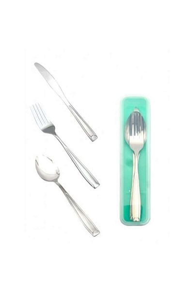 OEM Set of 3 stainless steel cutlery + PVC box