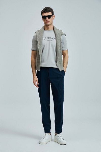 Lufian 111190346 Pıto Smart Men's Chino Trousers Slim Fit Men's Trousers Dark Blue