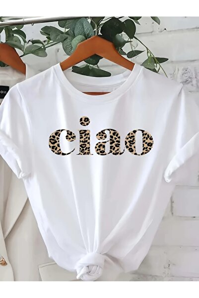 WOODROFFE تي شيرت نسائي برقبة دائرية مطبوع من CIAO فضفاض كبير الحجم