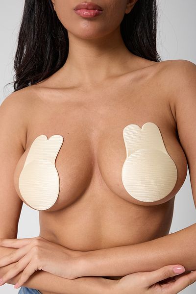 leswear Αυτοκόλλητο σουτιέν σιλικόνης Ecru Color Push Up Breast Lifting Κάλυμμα θηλών
