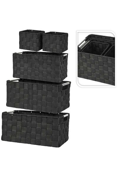 Progarden Set of 5 black storage baskets with handles