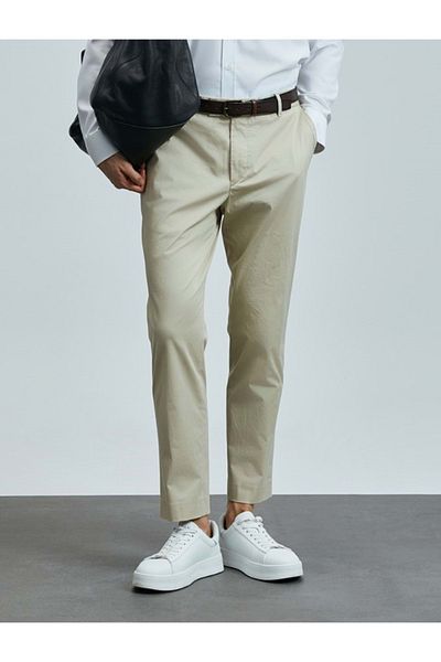 Lufian 111190339 Plus Smart Men's Chino Pants Slim Fit Men's Trousers Beige