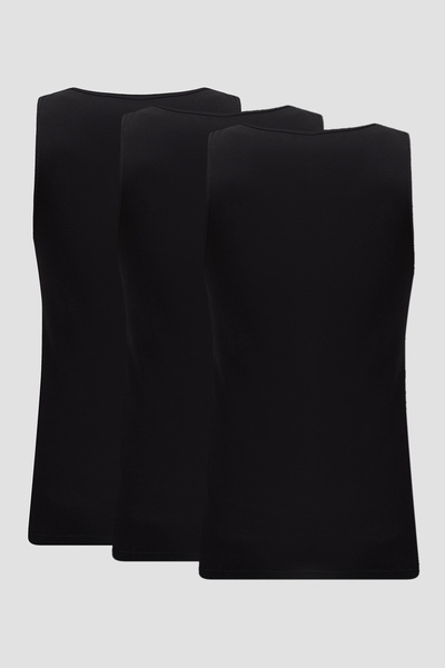 BOSS Men's Regular Fit Round Neck 100% Cotton 3 Pack Black Undershirt 50542132-001