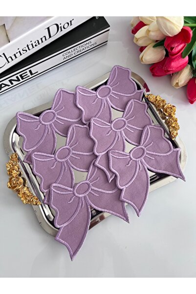 KUMSAL ÇEYİZ 6 Adet Fiyonk Sunumluk Peçete,Kokteyl Peçete,Kahve Yanı Sunum Pe...