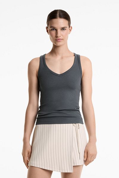 Oysho Sleeveless V-neck top with cotton and modal