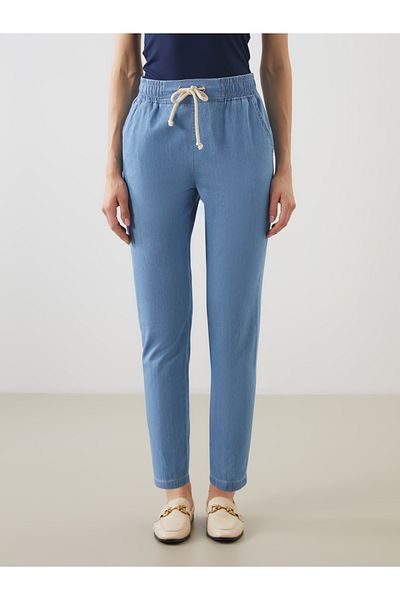 LC Waikiki Elastic Waist Paperbag Women's Jean Trousers