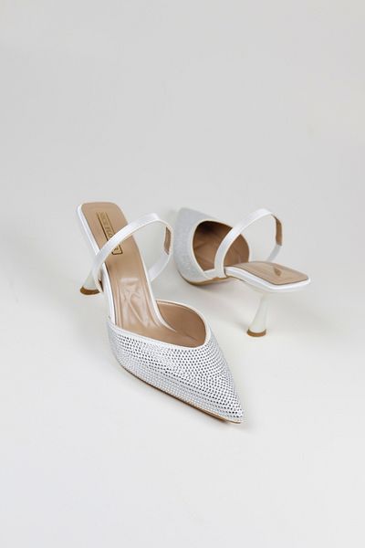 NiceDiffer Women's Color Stone Detailed Evening Dress Stiletto Heeled Shoes