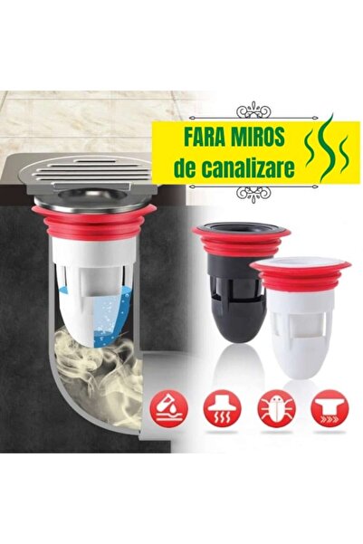 OEM Filtru de miros pentru scurgere, sifoane de podea, chiuvetă, colector de păr, Ø45 mm, negru