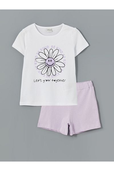 LC Waikiki Crew Neck Girls T-Shirt and Shorts