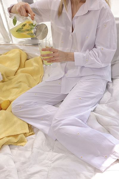 Meral Özgenç Daisy Embroidered Pajama Set