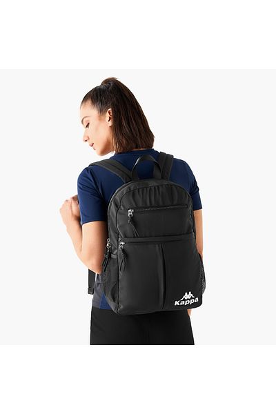 Kappa Kappa Logo Print Backpack with Adjustable Shoulder Straps