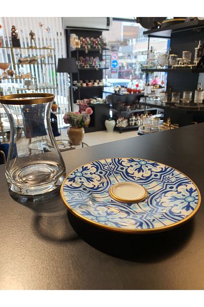 Canba Glazze Nakkaş Ala Tea Set 6 Persons 12 Pieces
