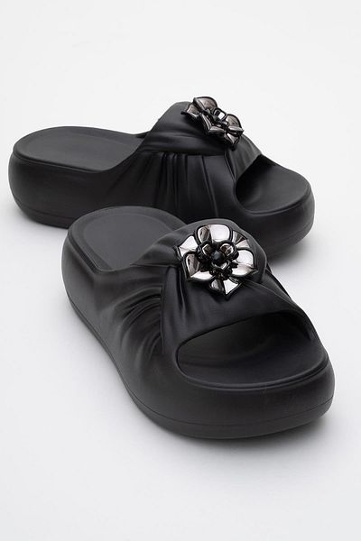 CCWAY AYAKKABI Buckle Women's Flat Slippers Black