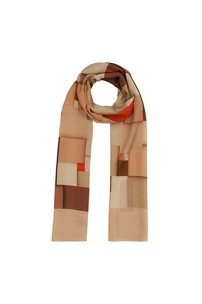 ipekevi Dark Beige Lego Patterned Cotton Rayon Shawl