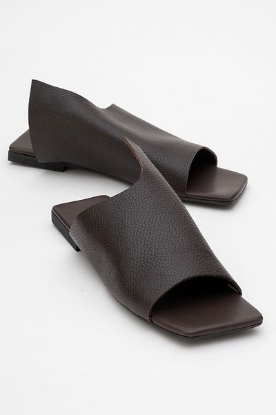 LuviShoes Lucky Brown Genuine Leather Women's Slippers