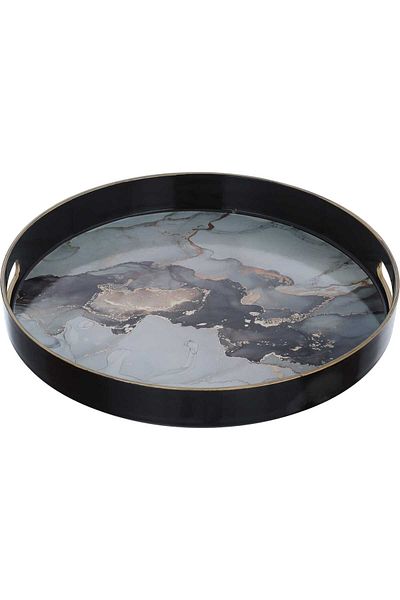 Alsaif Gallery Round Serving Tray Fiber, Al Saif Gallery, 33×33×4.3 cm - Multicolor