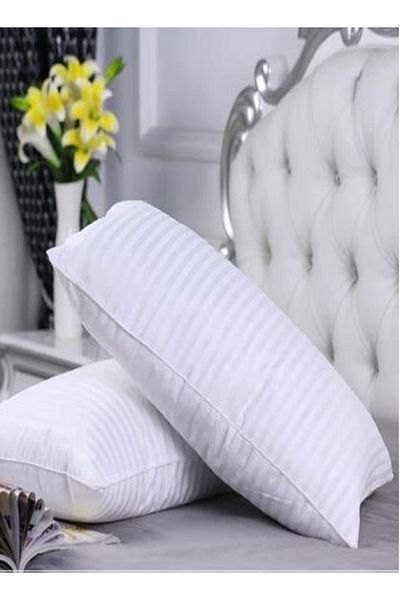 RAHALIFE HOME SOLUTION RAHALIFE Striped Pillow Set of 2 – Soft White Microfibre – 75x50 cm – Plush & Supportive