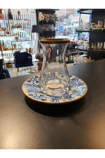 Canba Glazze Nakkaş Ala Tea Set 6 Persons 12 Pieces