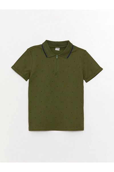 LC Waikiki Lcw Kids Green Polo Neck Printed Short Sleeve Boys T-Shirt