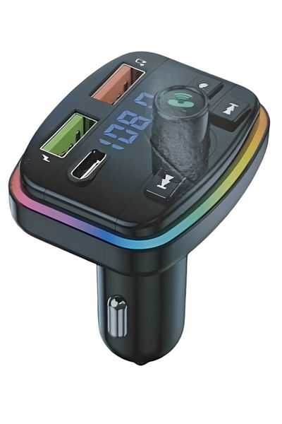 ALLİSON جهاز إرسال FM بتقنية بلوتوث 5.0 للسيارة - شاحن من النوع C ومنفذ USB مزدوج بقوة 3.1 أمبير، ومحول صوت لاسلكي
