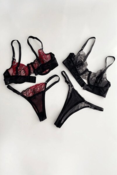 Gece İncisi Underwire 2-Piece Advantage Package 4-Piece Lace Unpadded Bra Set (Secret Shipping)