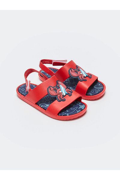 LC Waikiki Lcw Steps Claret Red Single Strap Patch Detailed Boys' Sandals