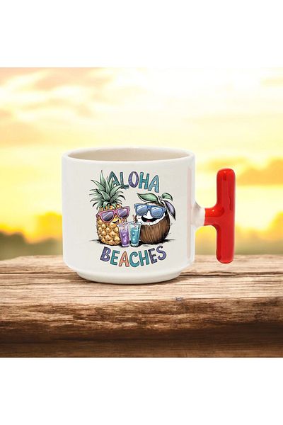 BB TRADE Aloha Beaches t Handled Ceramic Printed Mug Cup 250 ml