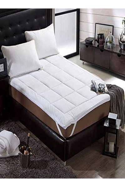 RISHAHOME Mattress Topper King Size 200x200x5 cm – Soft White Microfibre – Extra Comfort