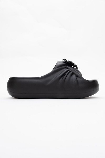 CCWAY AYAKKABI Buckle Women's Flat Slippers Black