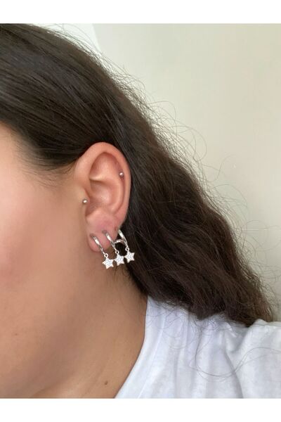 stainless steell Multi-View Stone Detailed Steel Earrings