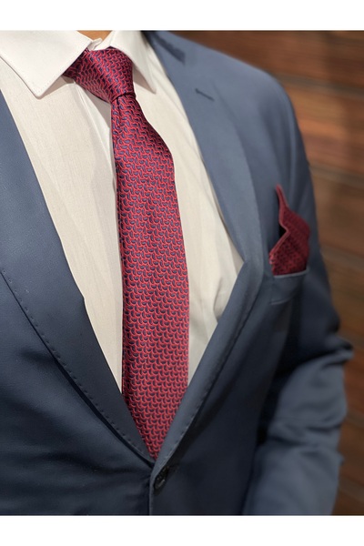 BZN Men's Red Handkerchief Tie