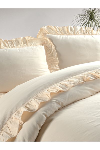 BED LİNE Αποκλειστικό σετ μονό παπλωματοθήκη Stonewashed με κουτί