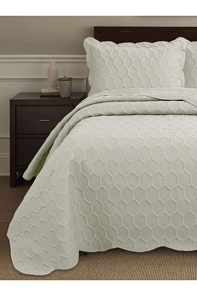 Bella Home Honey Comb 3D Double Bedspread Set (3 Pieces) - 260X240 cm