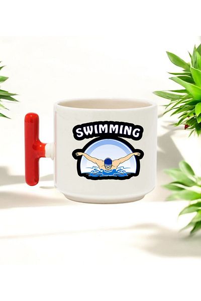 BB TRADE Swimming t Handled Ceramic Printed Mug 250 ml