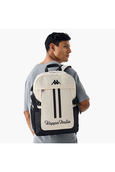 Kappa Kappa Logo Print Backpack with Adjustable Straps and Zip Closure