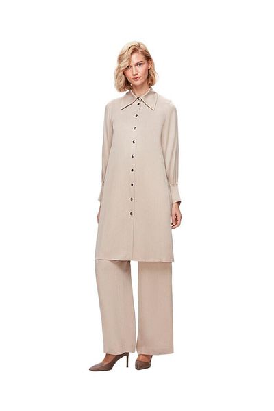 MISS DALIDA Pantaloni cupro gri cu picioare largi T25K-7015
