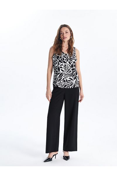 LC Waikiki Pantaloni de damă cu talie elastică cu picioare largi