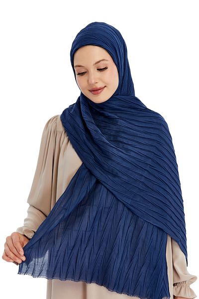 Altobeh Pleated Bamboo Shawl - Navy Blue