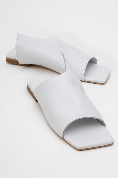LuviShoes Lucky White Genuine Leather Women's Slippers