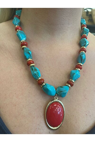 DOLCE QUEEN قلادة صيفية من حجر المرجان الأحمر الطبيعي للنساء