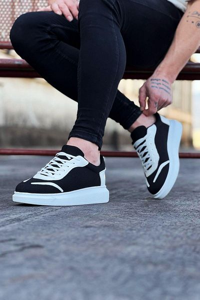 Celira Hs019 Black White Knitwear Men's Casual Shoes