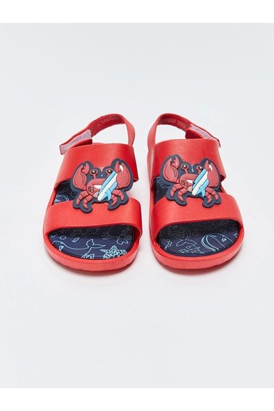 LC Waikiki Lcw Steps Claret Red Single Strap Patch Detailed Boys' Sandals
