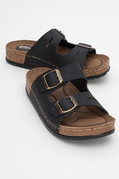 CCWAY AYAKKABI Women's Cross Velcro Sandals Black