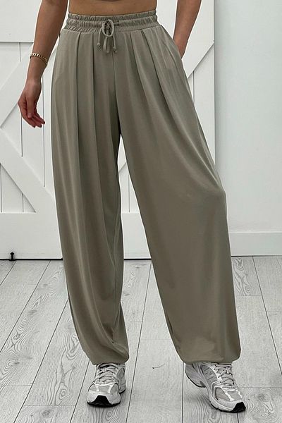 VibeGaia Modal Fabric Wide Leg High Waist Lace-Up Pants Baggy Trousers
