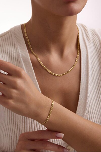 Tufanlar Kuyumculuk 14 Ayar Yassı Halkalı Nonna Altın Zincir Kolye (4.50 mm)