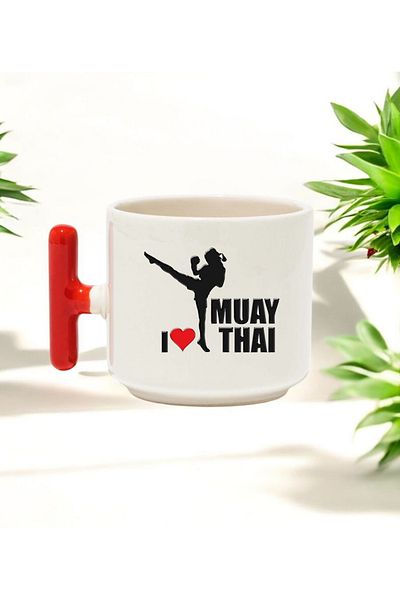 BB TRADE I Love Muaythai t Handle Ceramic Printed Mug Cup 250 ml