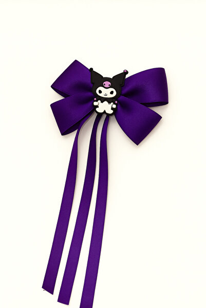 MakeWell Mor Beyaz Siyah Renkli Kuromi Tasarımlı Fiyonklu Çocuk Tokası