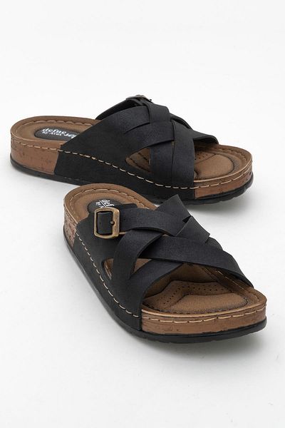 CCWAY AYAKKABI Women's Cross Velcro Sandals Black